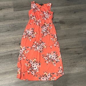 Trixxi Vibrant Coral Floral Maxi Dress